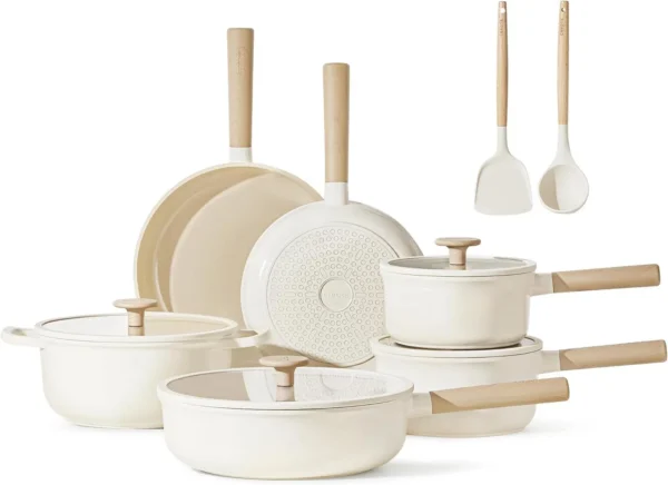 CAROTE Nonstick Pots and Pans Set, 12 Pcs Ceramic Cookware Sets