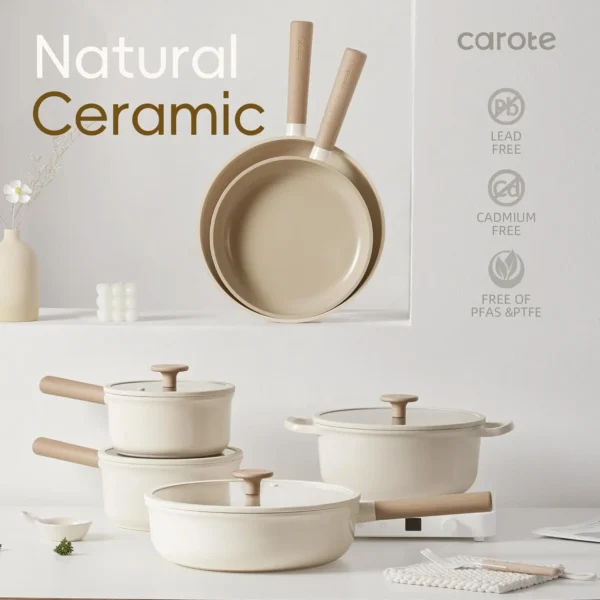 CAROTE Nonstick Pots and Pans Set, 12 Pcs Ceramic Cookware Sets - Image 9